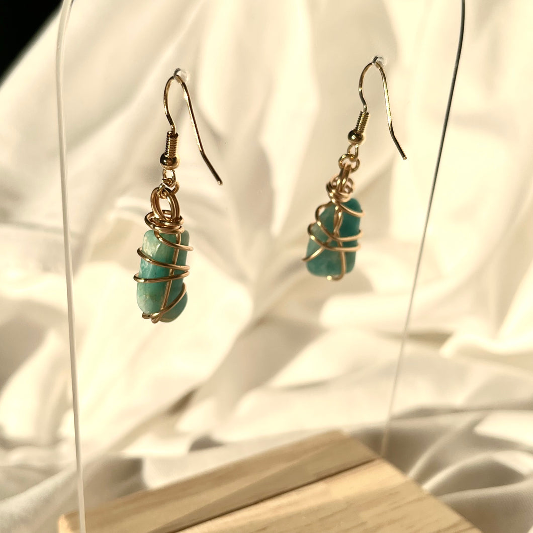 Amazonite Gold Earrings