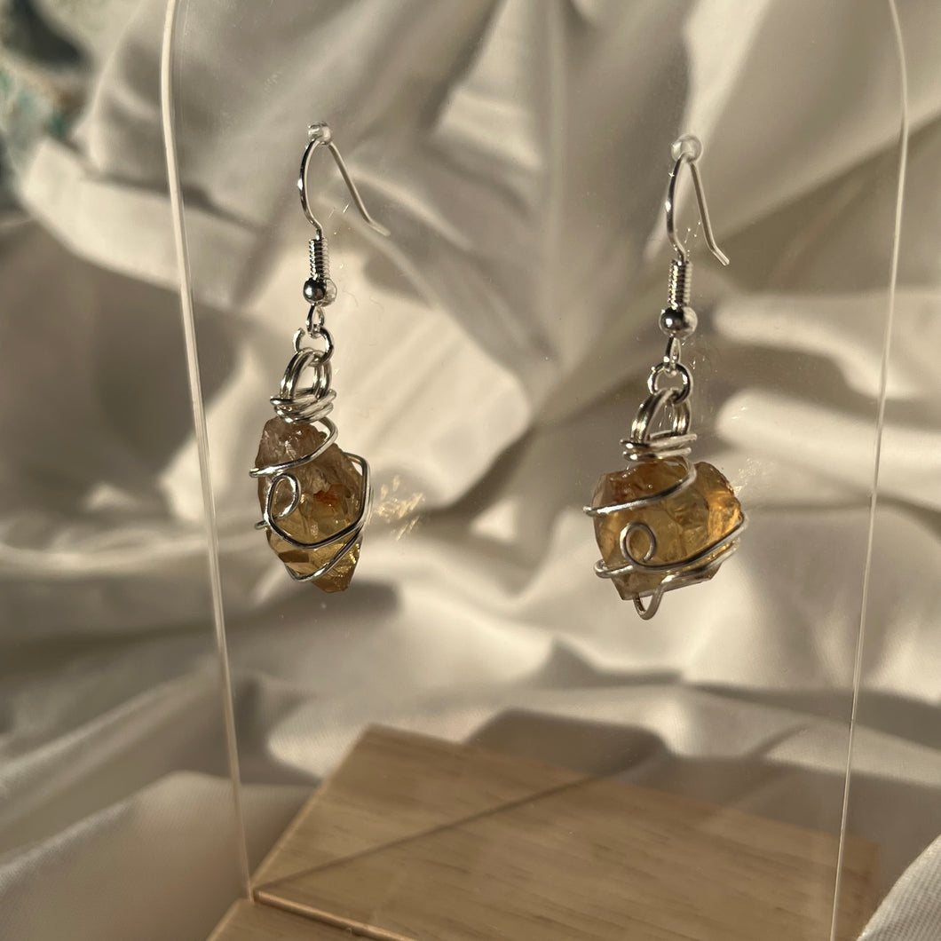 Natural Citrine Silver Earrings