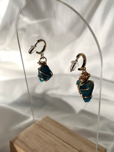 Load image into Gallery viewer, Blue Apatite Gold Huggies
