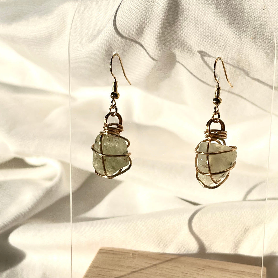 Prehnite Gold Earrings