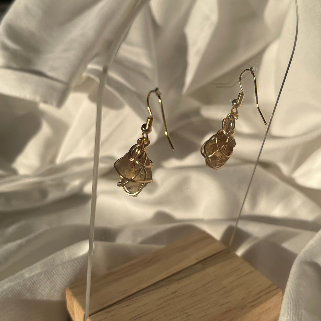 Natural Citrine Gold Earrings