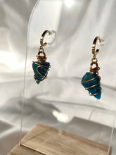 Load image into Gallery viewer, Blue Apatite Gold Huggies
