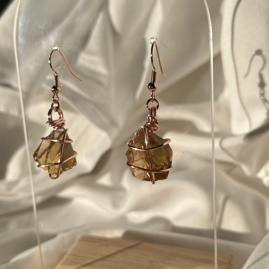 Natural Citrine Rose Gold Earrings