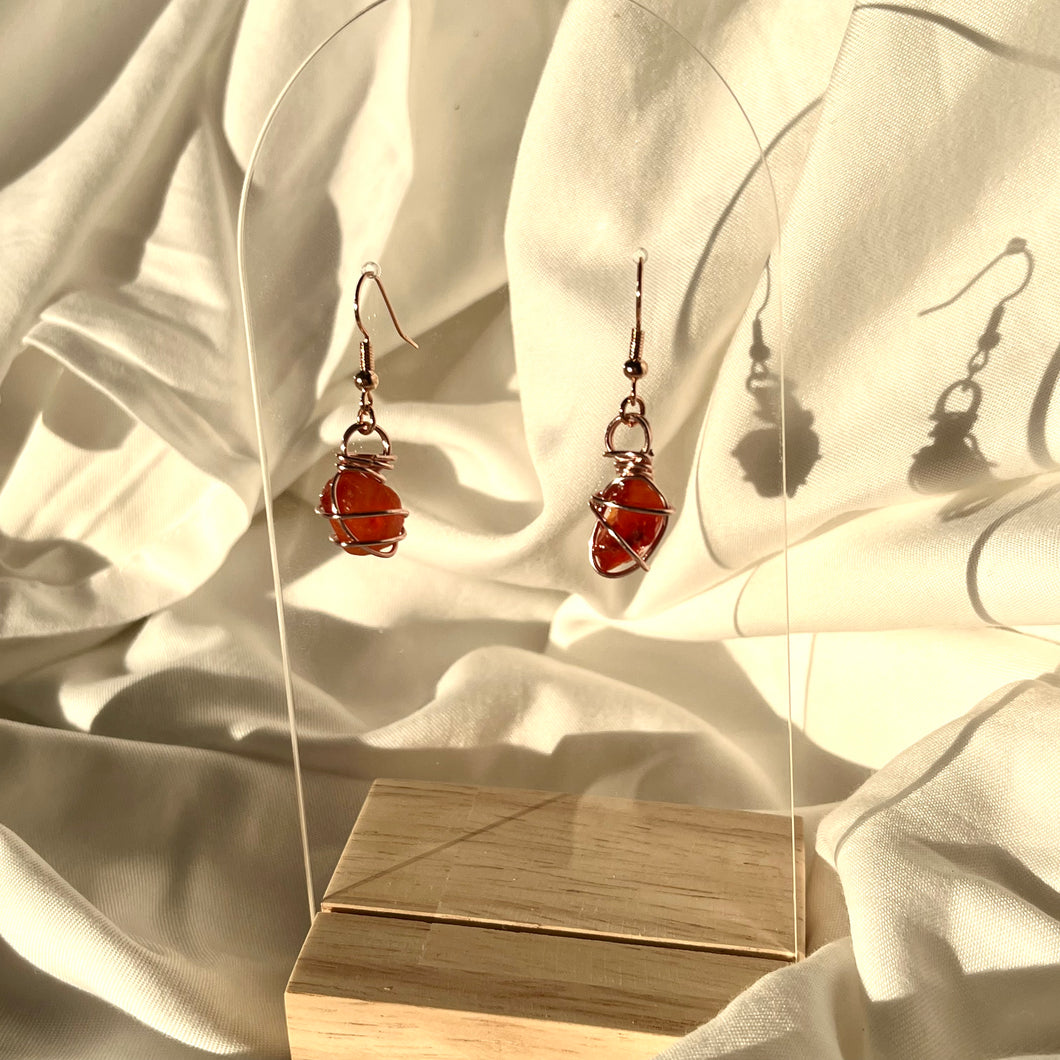 Carnelian Rose Gold Earrings