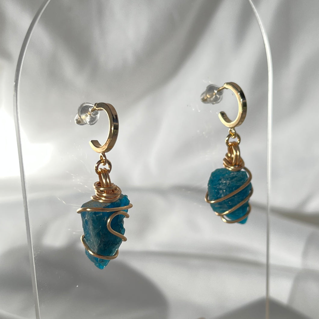 Blue Apatite Gold Huggies