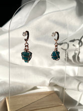 Load image into Gallery viewer, Blue Apatite Rose Gold Huggies
