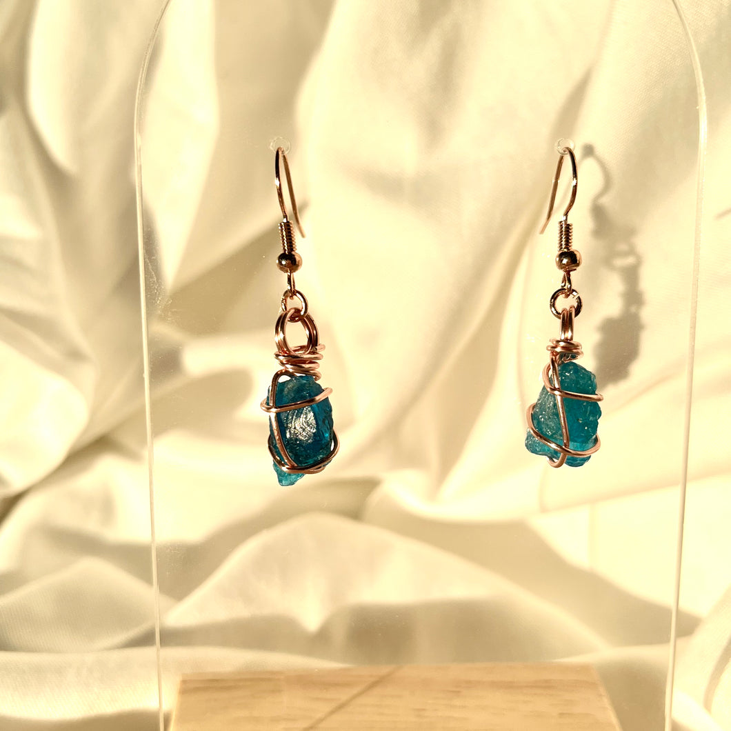 Blue Apatite Rose Gold Earrings