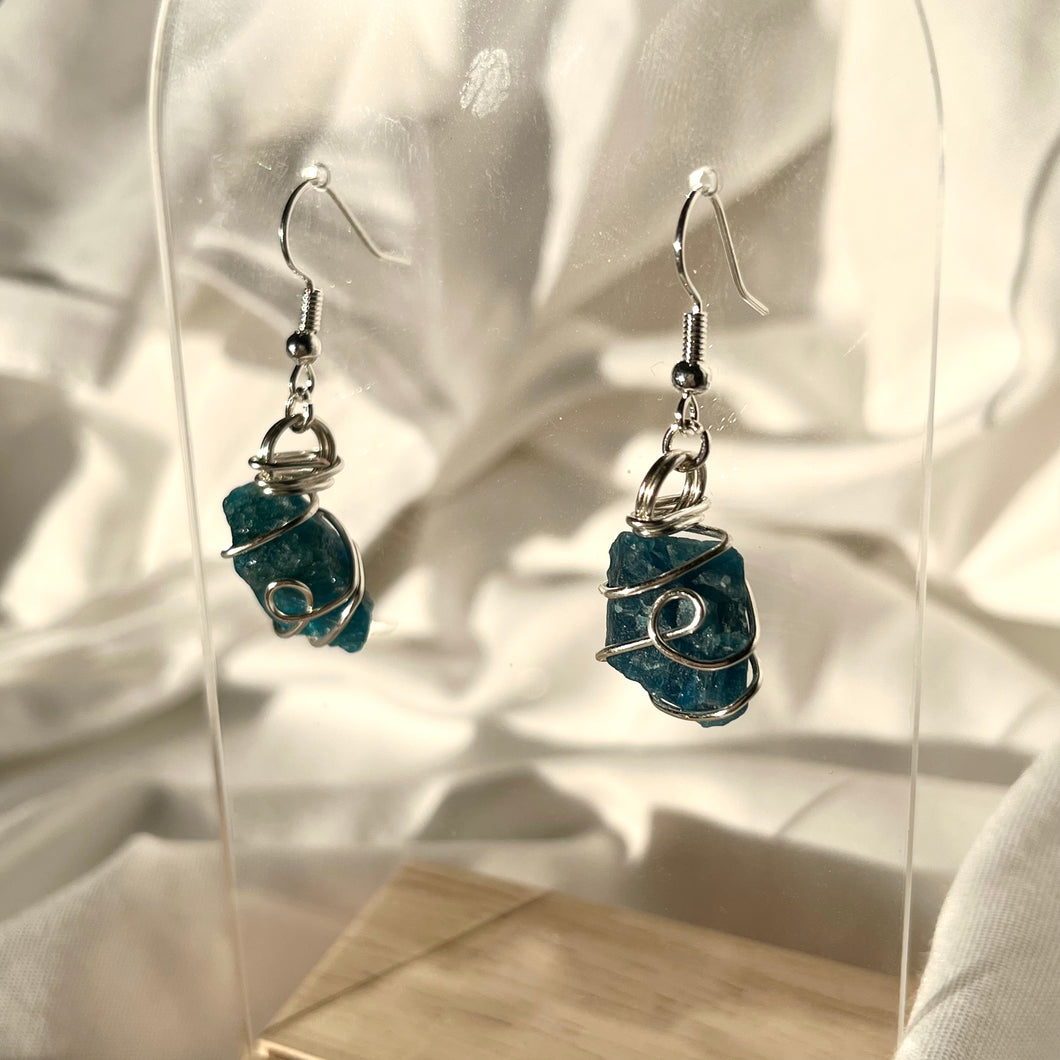 Blue Apatite Silver Earrings