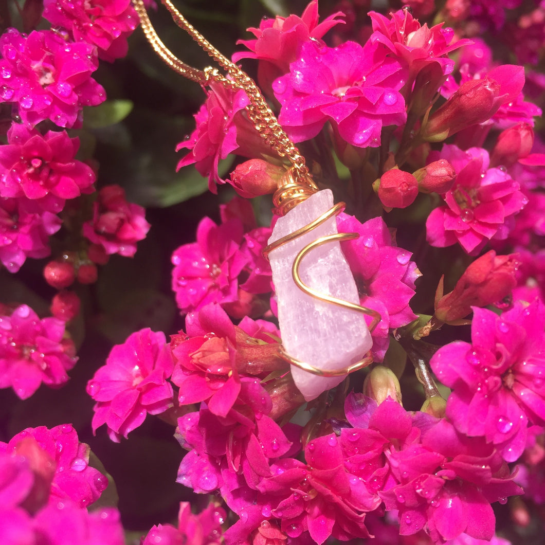 Gold Pink Kunzite Necklace