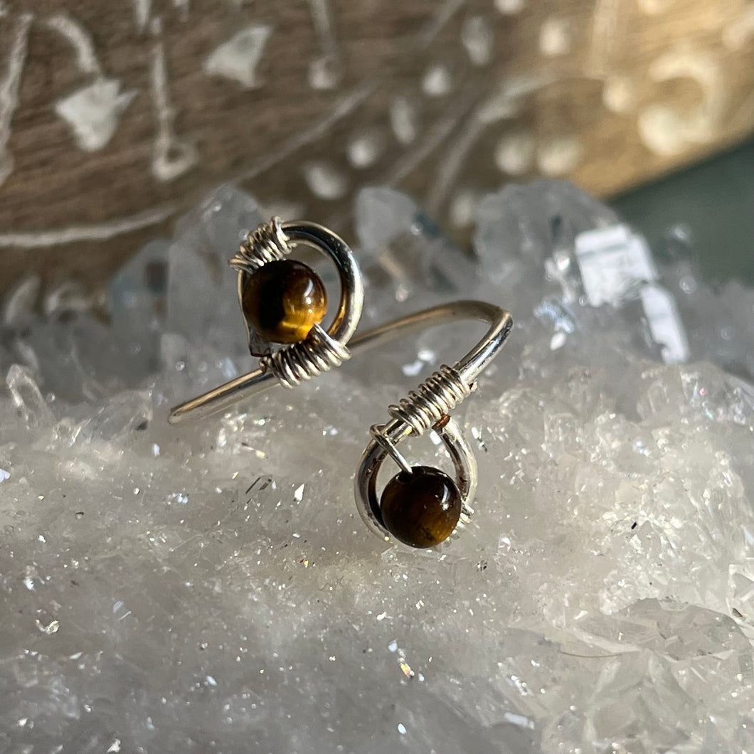 Silver Tigers Eye Adjustable Ring