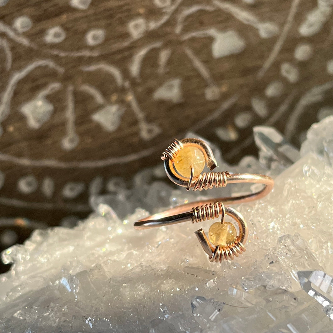 Rose Gold Citrine Adjustable Ring