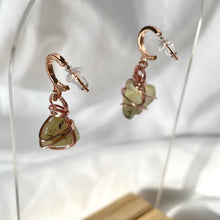 Load image into Gallery viewer, Prehnite Rose Gold Huggies
