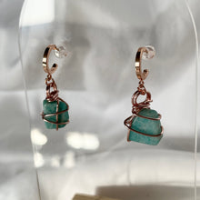 Load image into Gallery viewer, Amazonite Rose Gold Huggies
