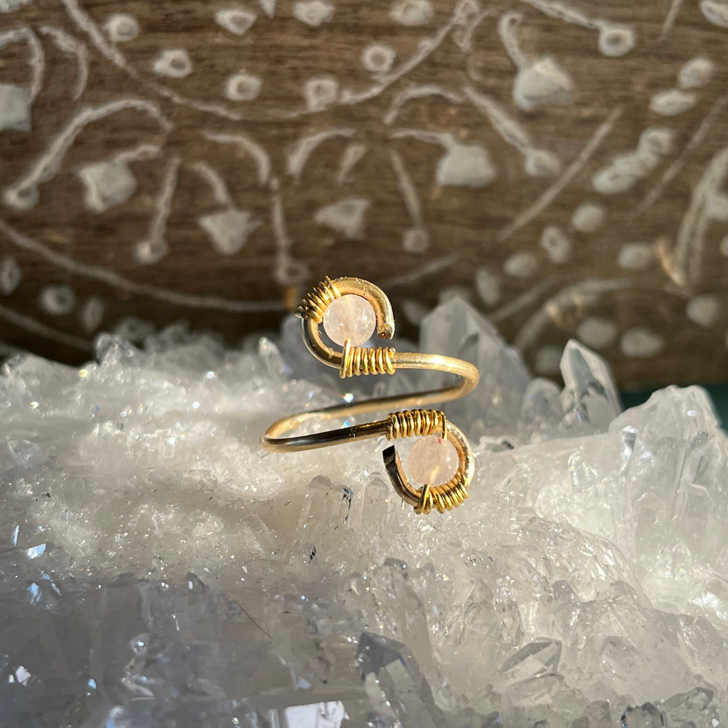 Gold Rose Quartz Adjustable Ring