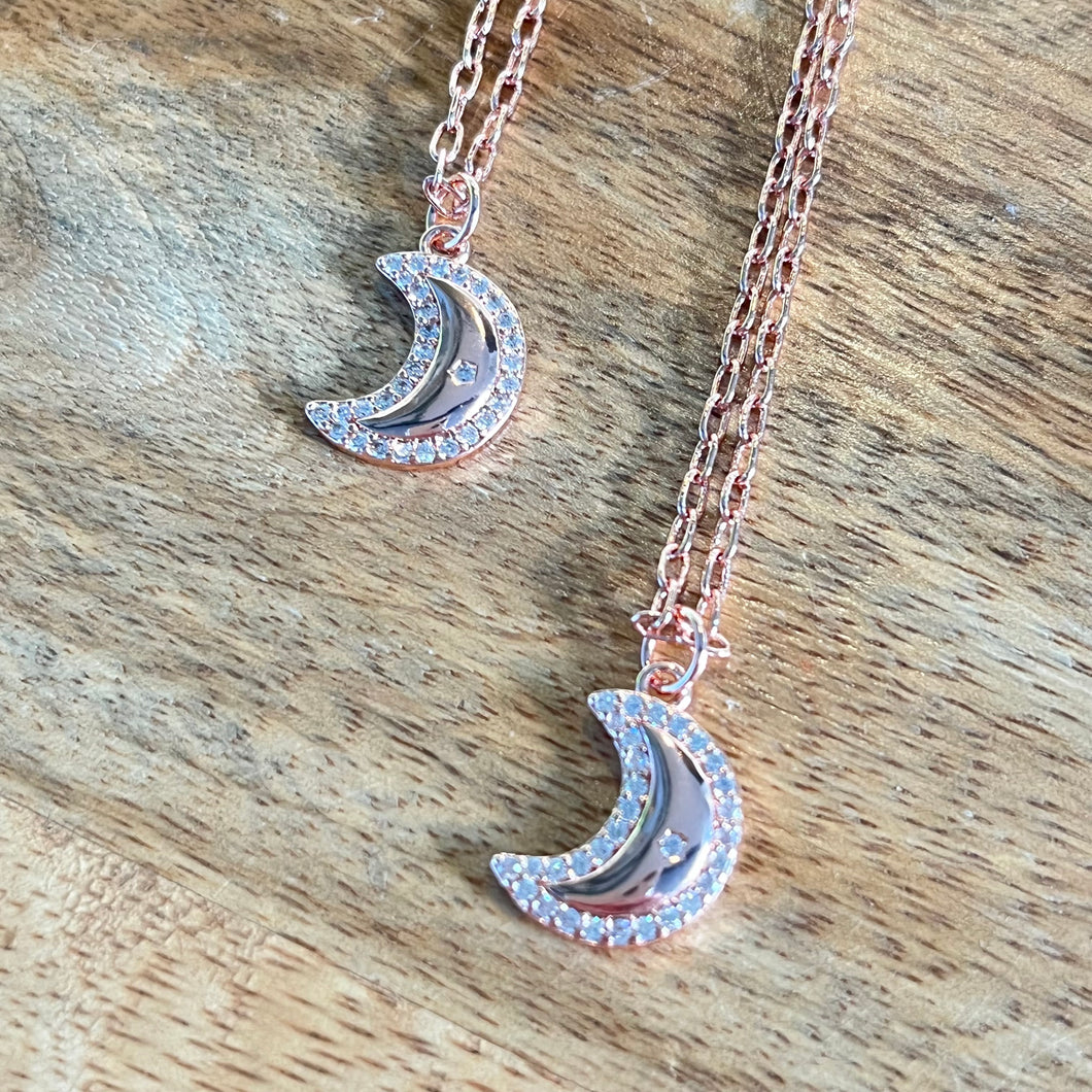 Rose Gold Crescent Moon Necklace