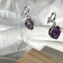 Load image into Gallery viewer, Amethyst Silver Huggies
