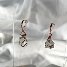 Load image into Gallery viewer, Aquamarine Rose Gold Huggies
