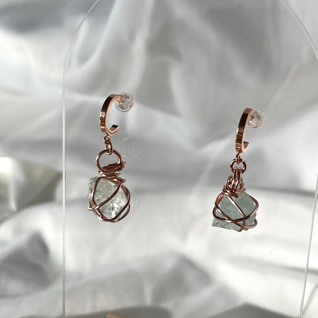 Aquamarine Rose Gold Huggies