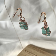 Load image into Gallery viewer, Amazonite Rose Gold Huggies
