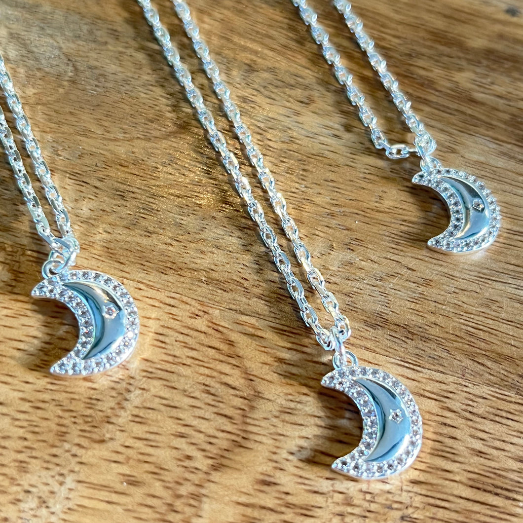 Silver Crescent Moon Necklace