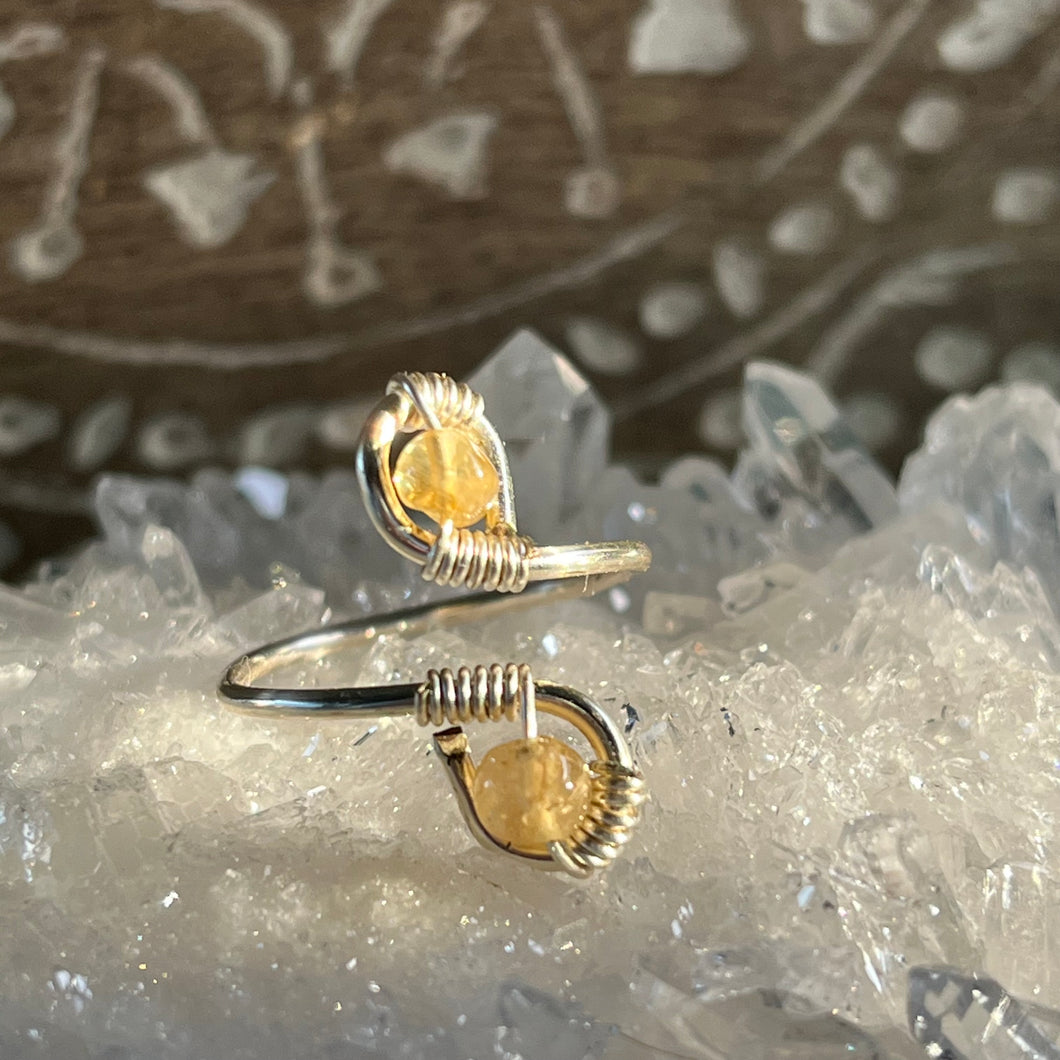 Silver Citrine Adjustable Ring