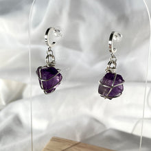 Load image into Gallery viewer, Amethyst Silver Huggies
