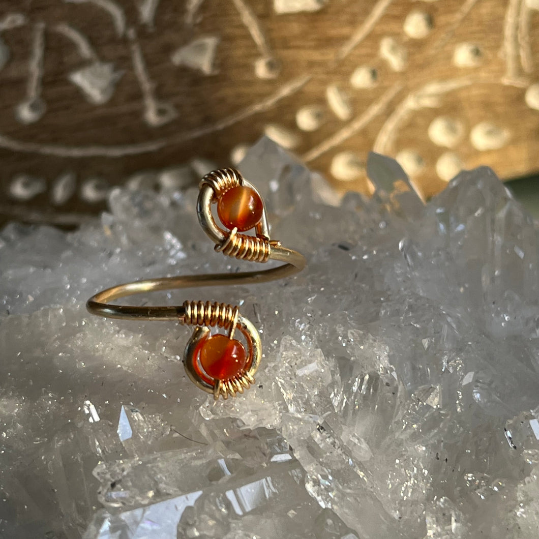 Gold Carnelian Adjustable Ring