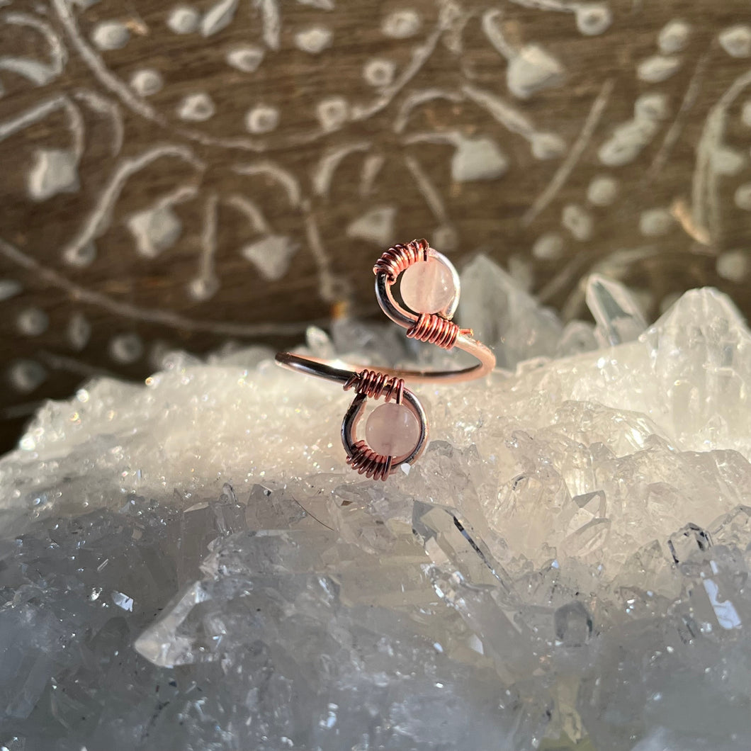 Rose Gold Rose Quartz Adjustable Ring