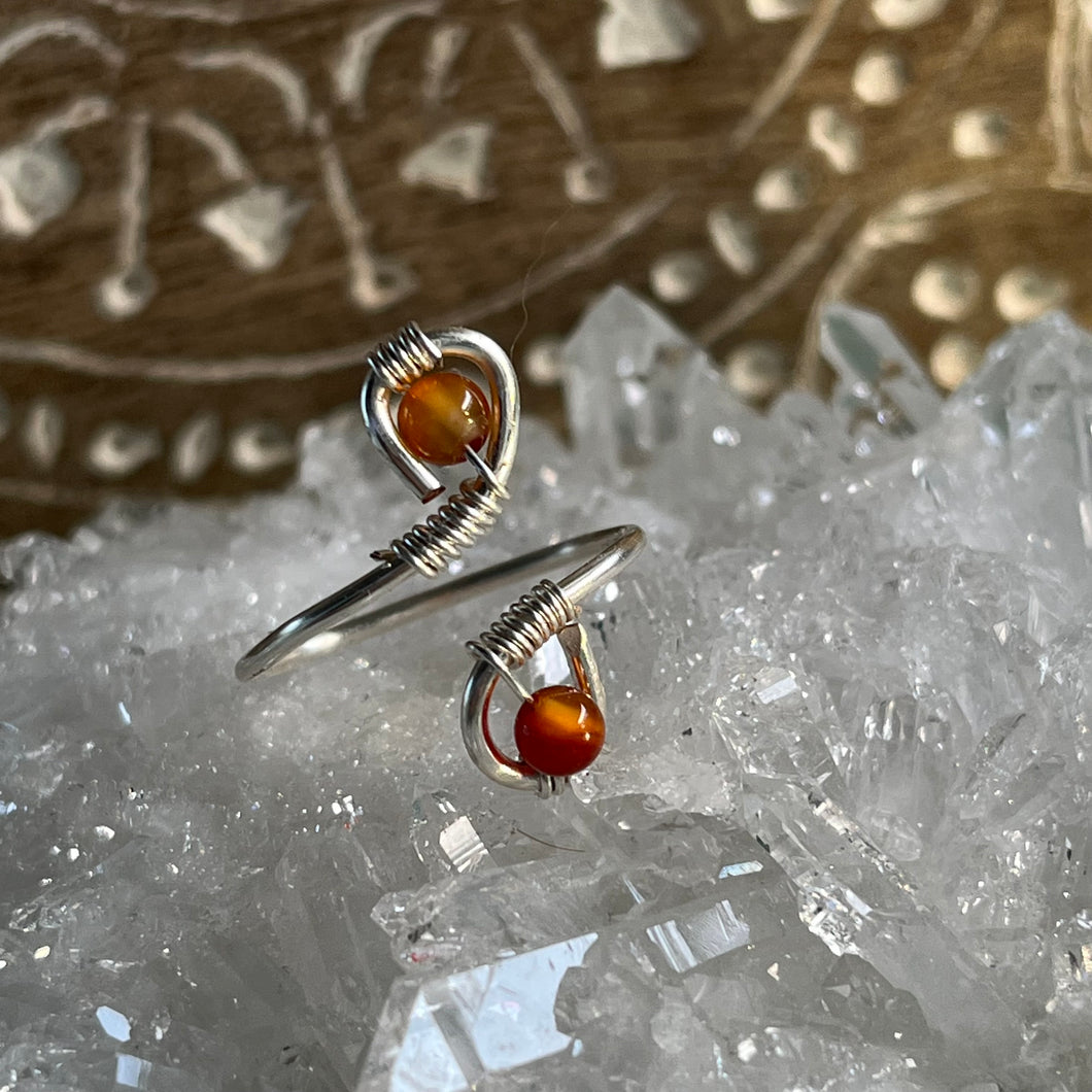 Silver Carnelian Adjustable Ring