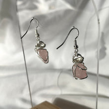 Load image into Gallery viewer, Rose Quartz Silver Earrings
