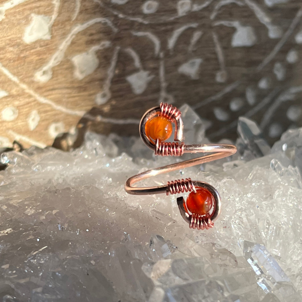 Rose Gold Carnelian Adjustable Ring