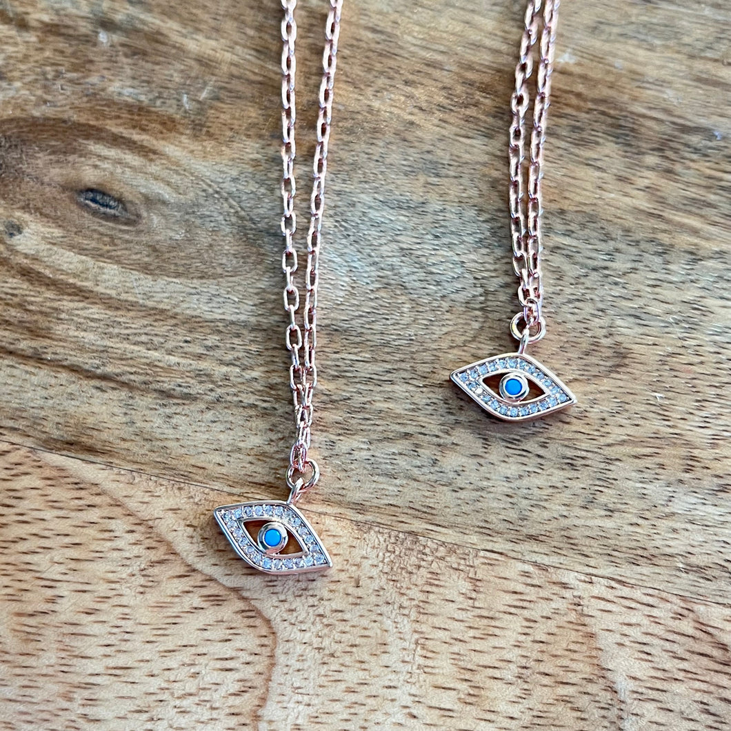 Rose Gold Evil Eye Necklace