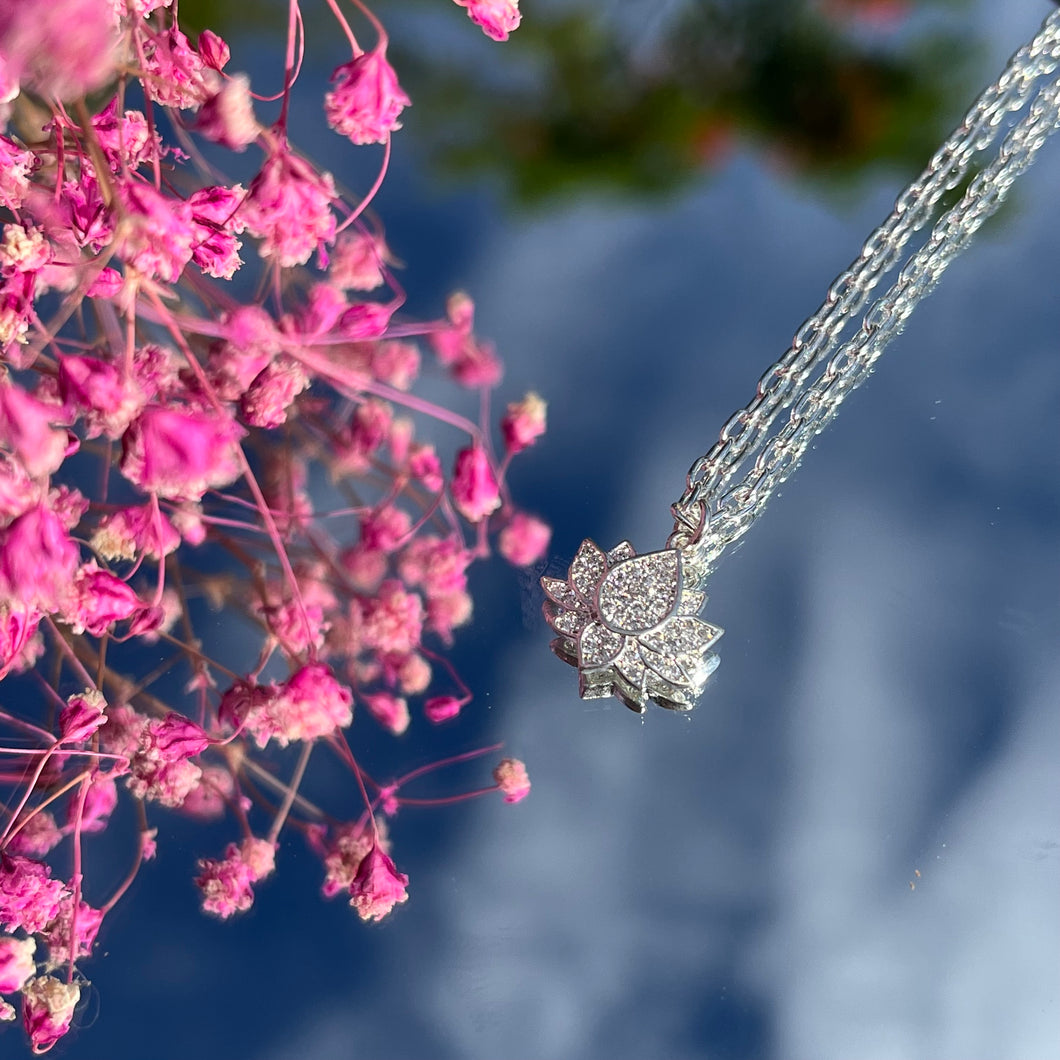 Silver Lotus Flower Necklace