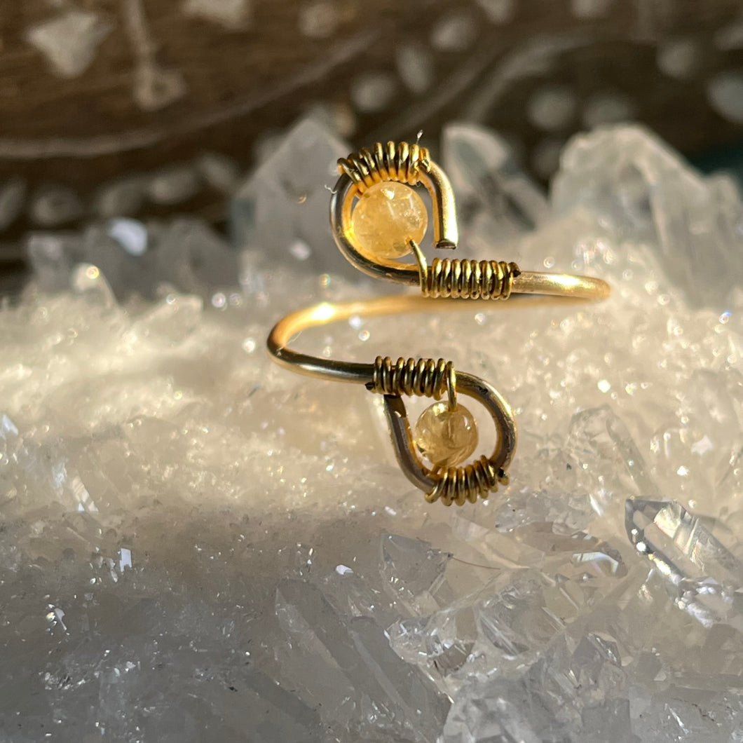 Gold Citrine Adjustable Ring