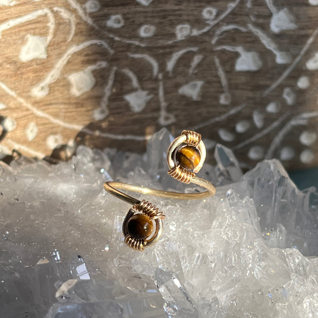 Gold Tigers Eye Adjustable Ring